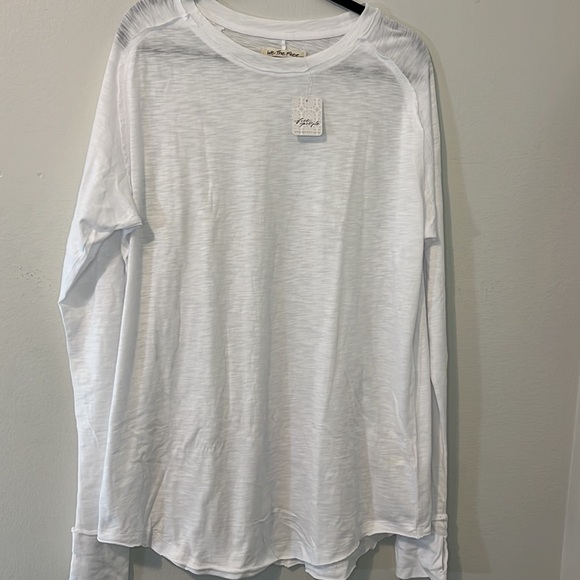 Free People We the Free Arden Tee long Sleeve Optic White Small NWT - Picture 7 of 8